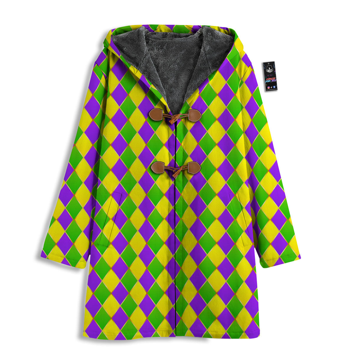 Mardi Gras Purple Green And Yellow Print Pattern Men's Windbreaker Jacket-grizzshop