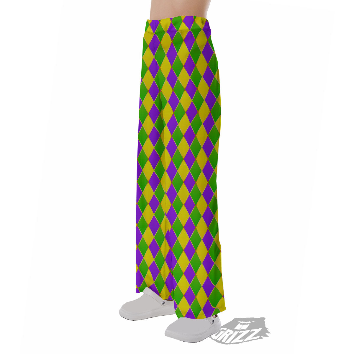 Mardi Gras Purple Green And Yellow Print Pattern Pajama Pants-grizzshop