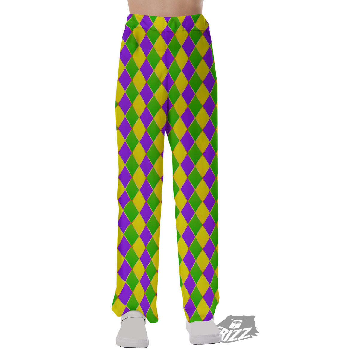Mardi Gras Purple Green And Yellow Print Pattern Pajama Pants-grizzshop