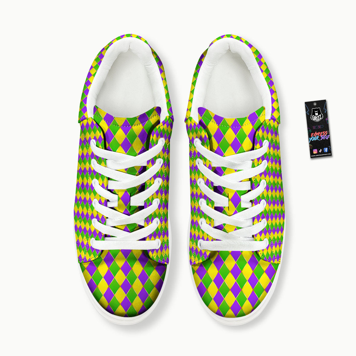 Mardi Gras Purple Green And Yellow Print Pattern Platform Shoes-grizzshop