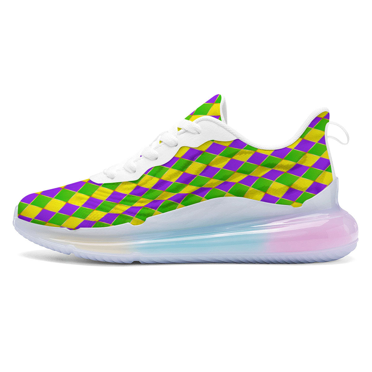 Mardi Gras Purple Green And Yellow Print Pattern Running Sneakers-grizzshop