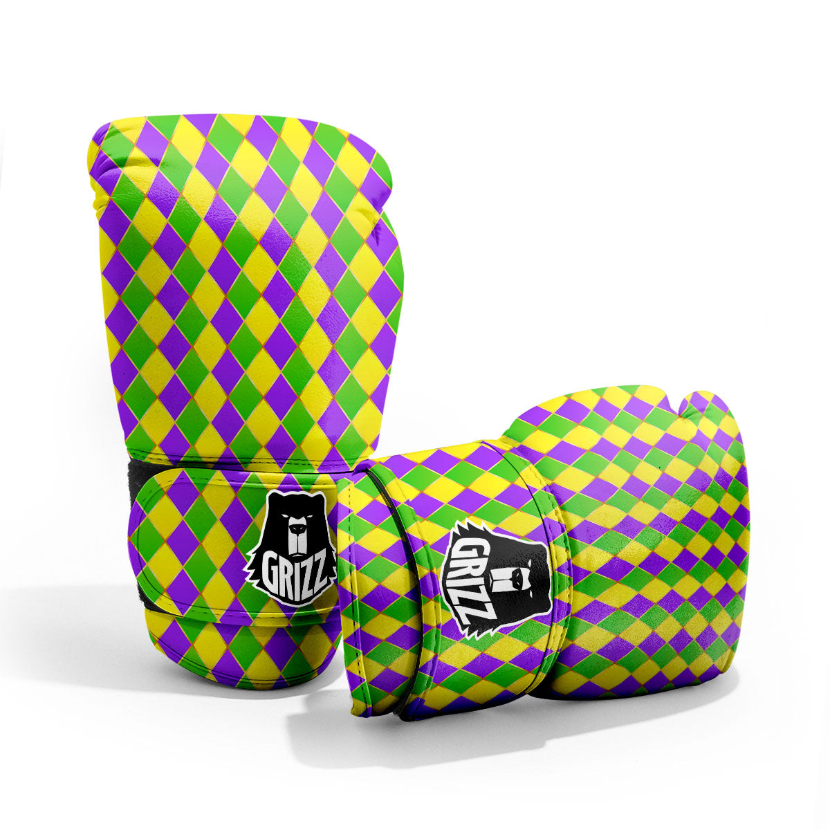 Mardi Gras Purple Green And Yellow Print Pattern Pro Boxing Glove