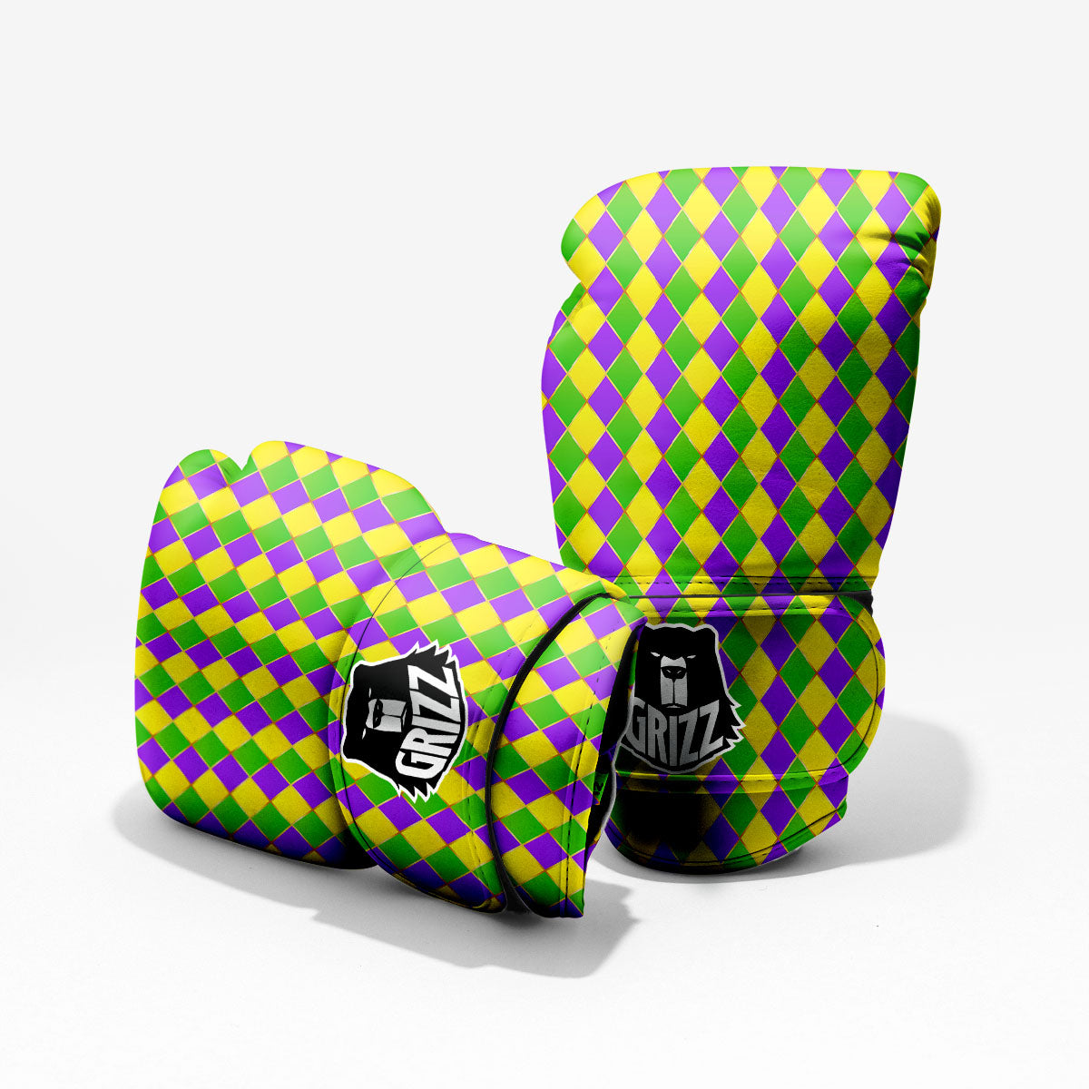 Mardi Gras Purple Green And Yellow Print Pattern Pro Boxing Glove