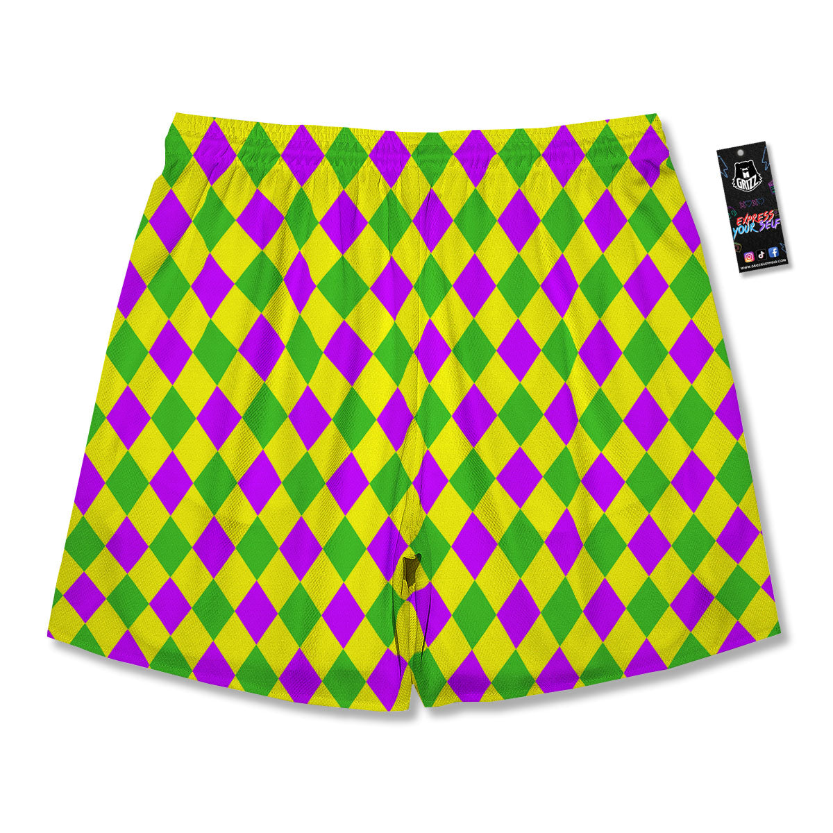 Mardi Harlequin Gras Print Pattern Men's Running Shorts-grizzshop