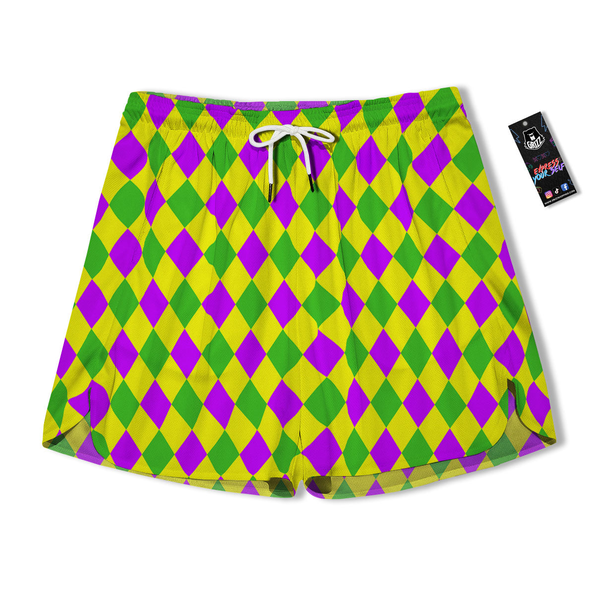 Mardi Harlequin Gras Print Pattern Men's Running Shorts-grizzshop