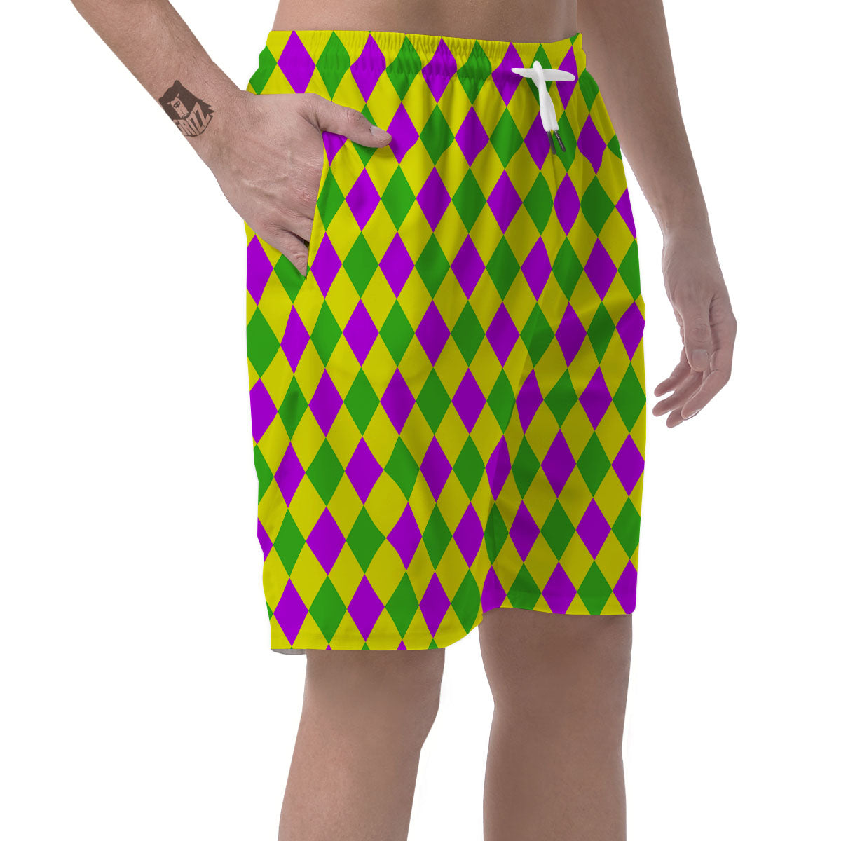 Mardi Harlequin Gras Print Pattern Men's Shorts-grizzshop