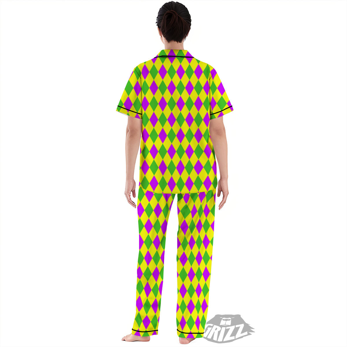 Mardi Harlequin Gras Print Pattern Women's Pajamas Set-grizzshop