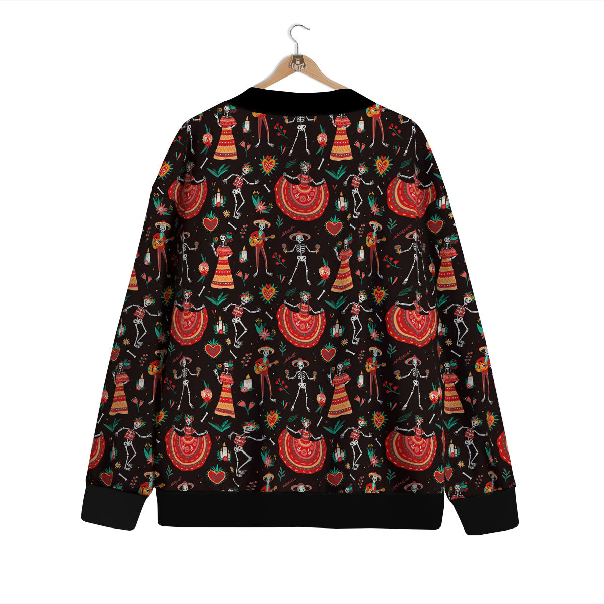 Mariachi Skeletons Day Of The Dead Print Pattern Cardigan-grizzshop
