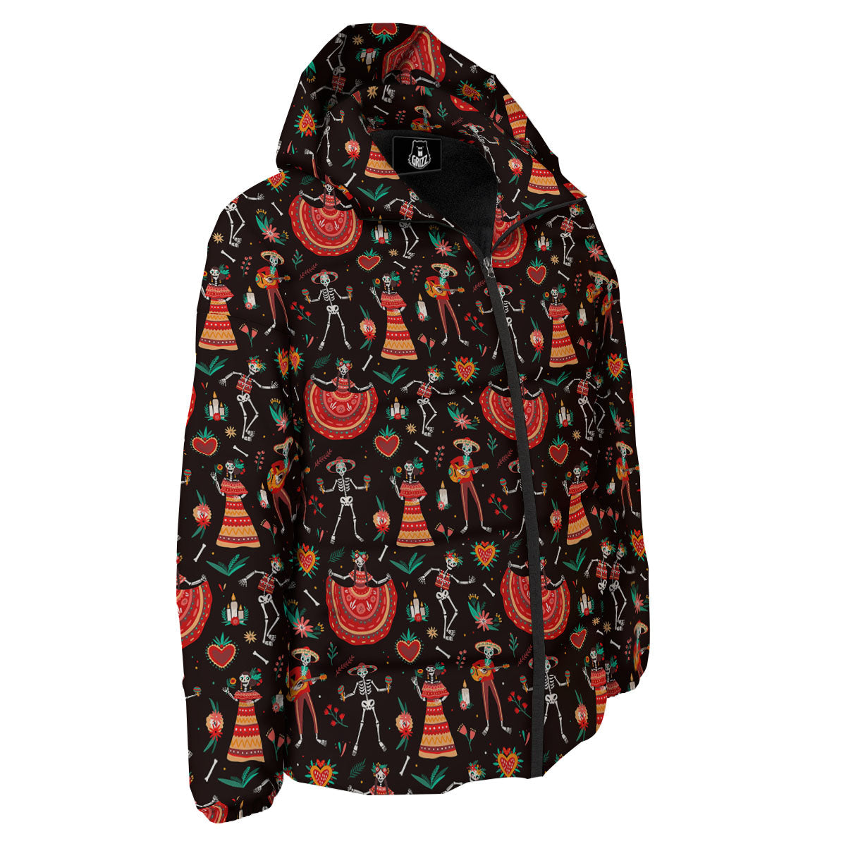 Mariachi Skeletons Day Of The Dead Print Pattern Down Jacket-grizzshop