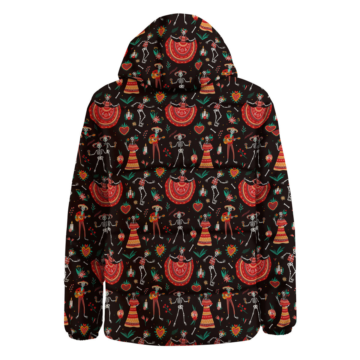 Mariachi Skeletons Day Of The Dead Print Pattern Down Jacket-grizzshop