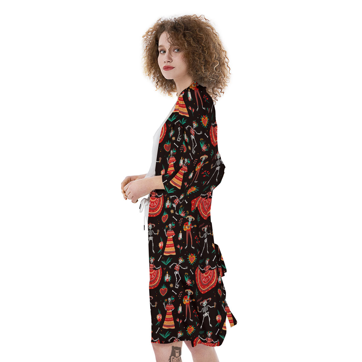 Mariachi Skeletons Day Of The Dead Print Pattern Kimono-grizzshop