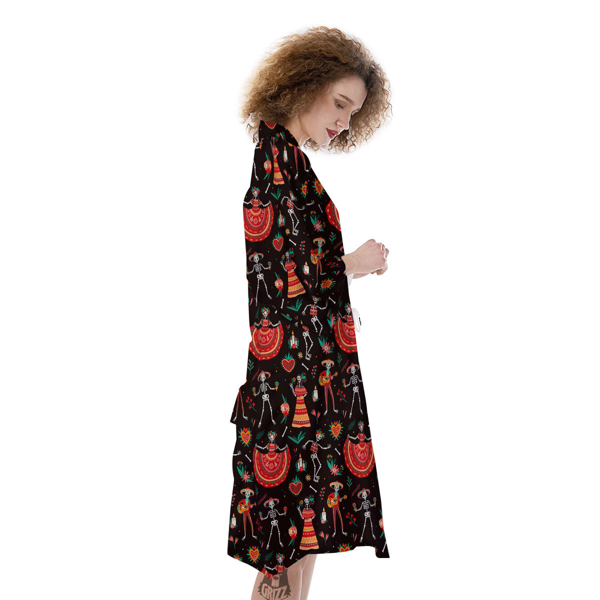 Mariachi Skeletons Day Of The Dead Print Pattern Kimono-grizzshop