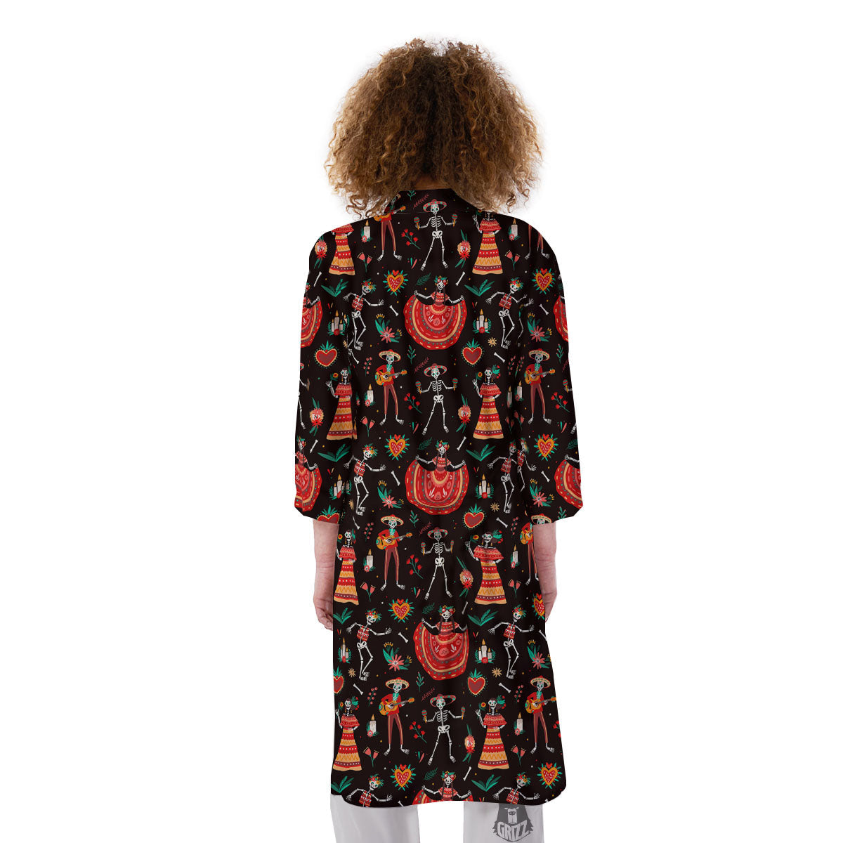Mariachi Skeletons Day Of The Dead Print Pattern Kimono-grizzshop