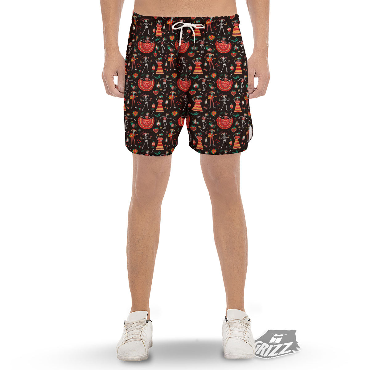 Mariachi Skeletons Day Of The Dead Print Pattern Men's Gym Shorts-grizzshop