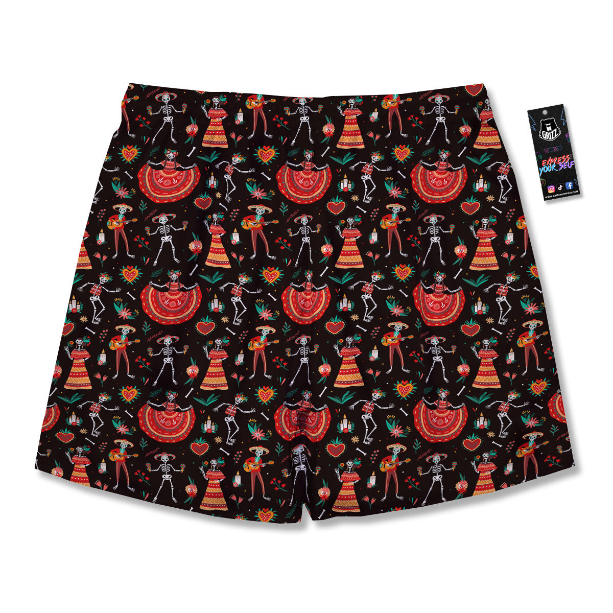 Mariachi Skeletons Day Of The Dead Print Pattern Men's Running Shorts-grizzshop