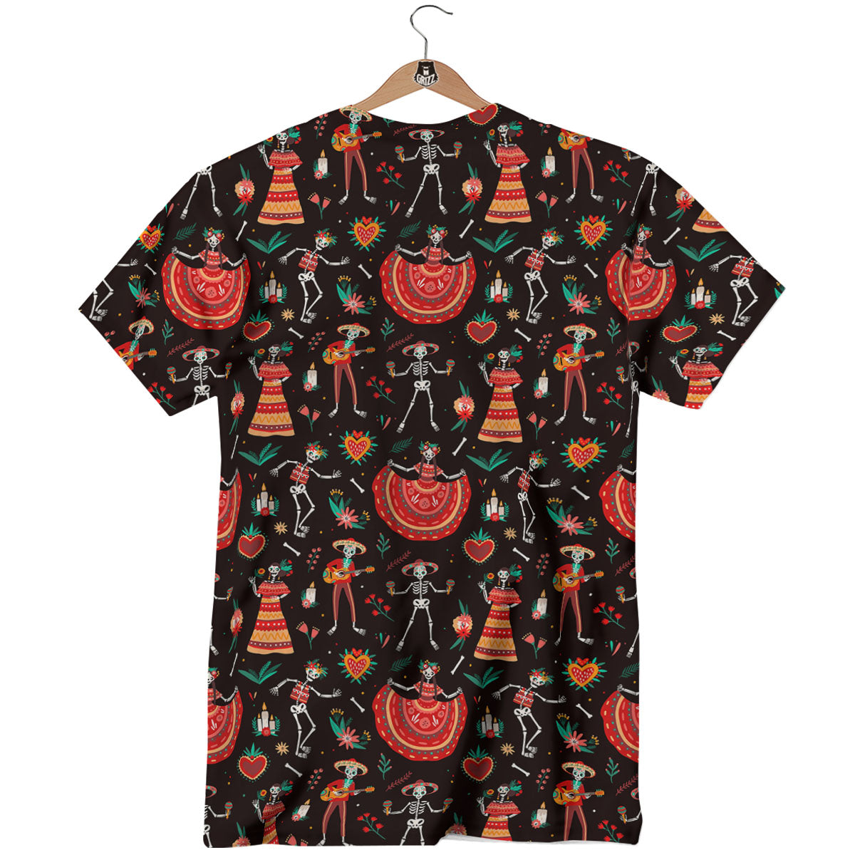 Mariachi Skeletons Day Of The Dead Print Pattern T-Shirt-grizzshop