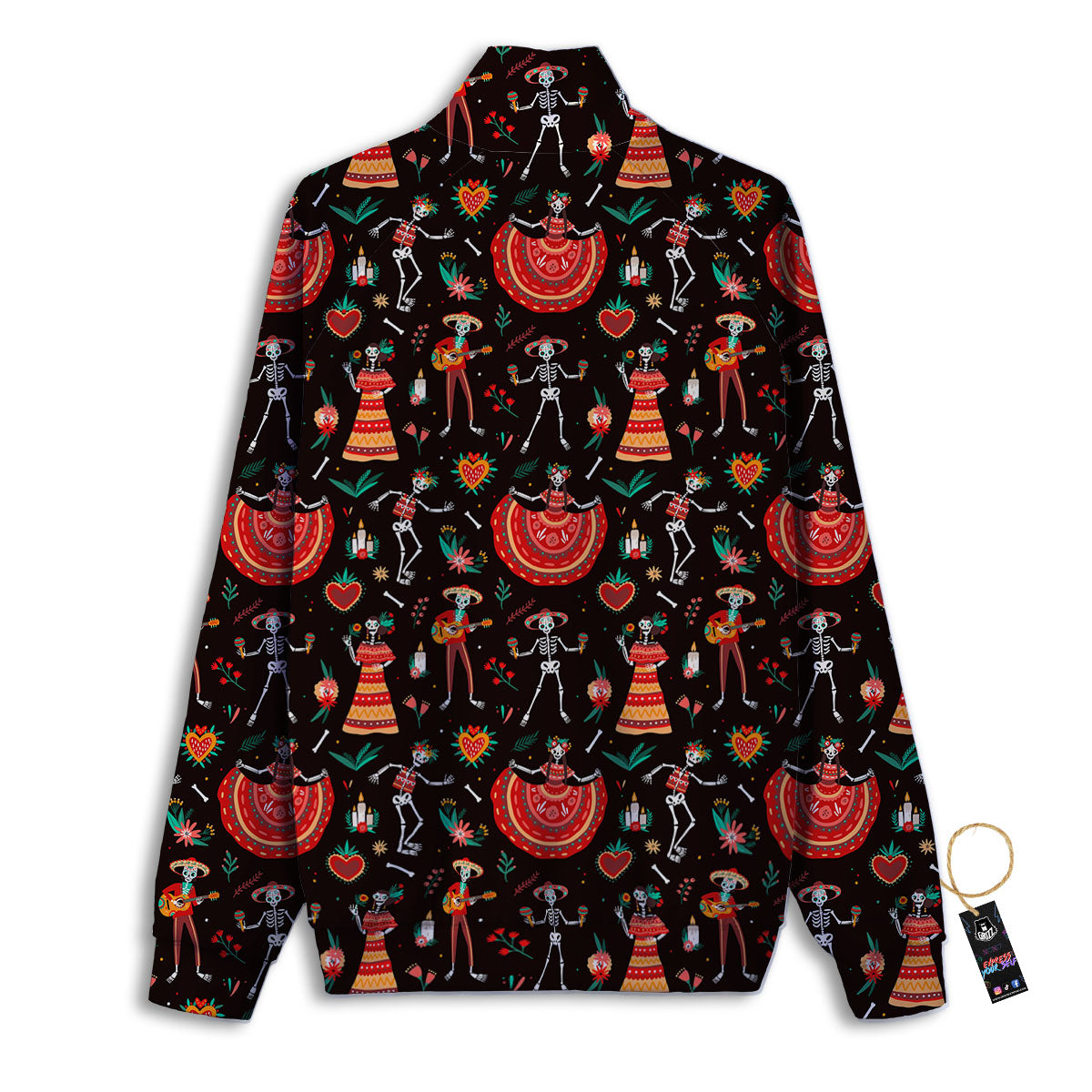 Mariachi Skeletons Day Of The Dead Print Pattern Track Jacket-grizzshop