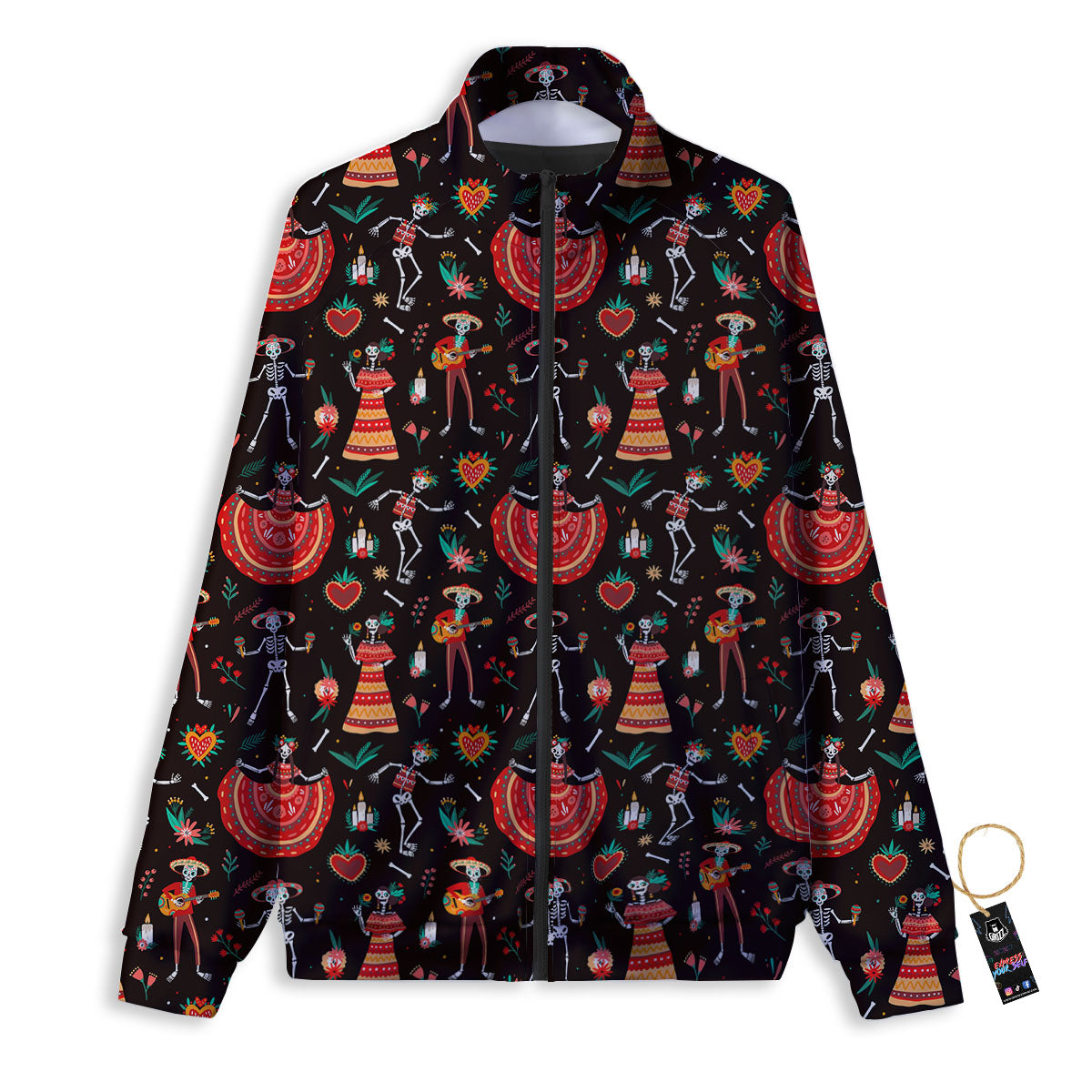 Mariachi Skeletons Day Of The Dead Print Pattern Track Jacket-grizzshop