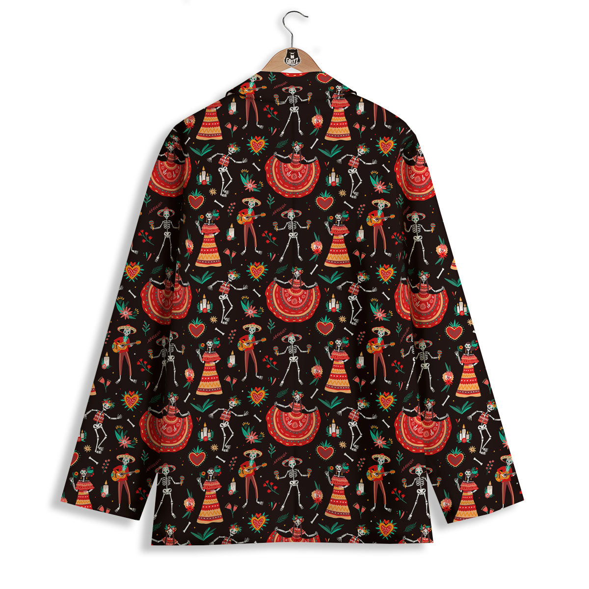 Mariachi Skeletons Day Of The Dead Print Pattern Women's Blazer-grizzshop