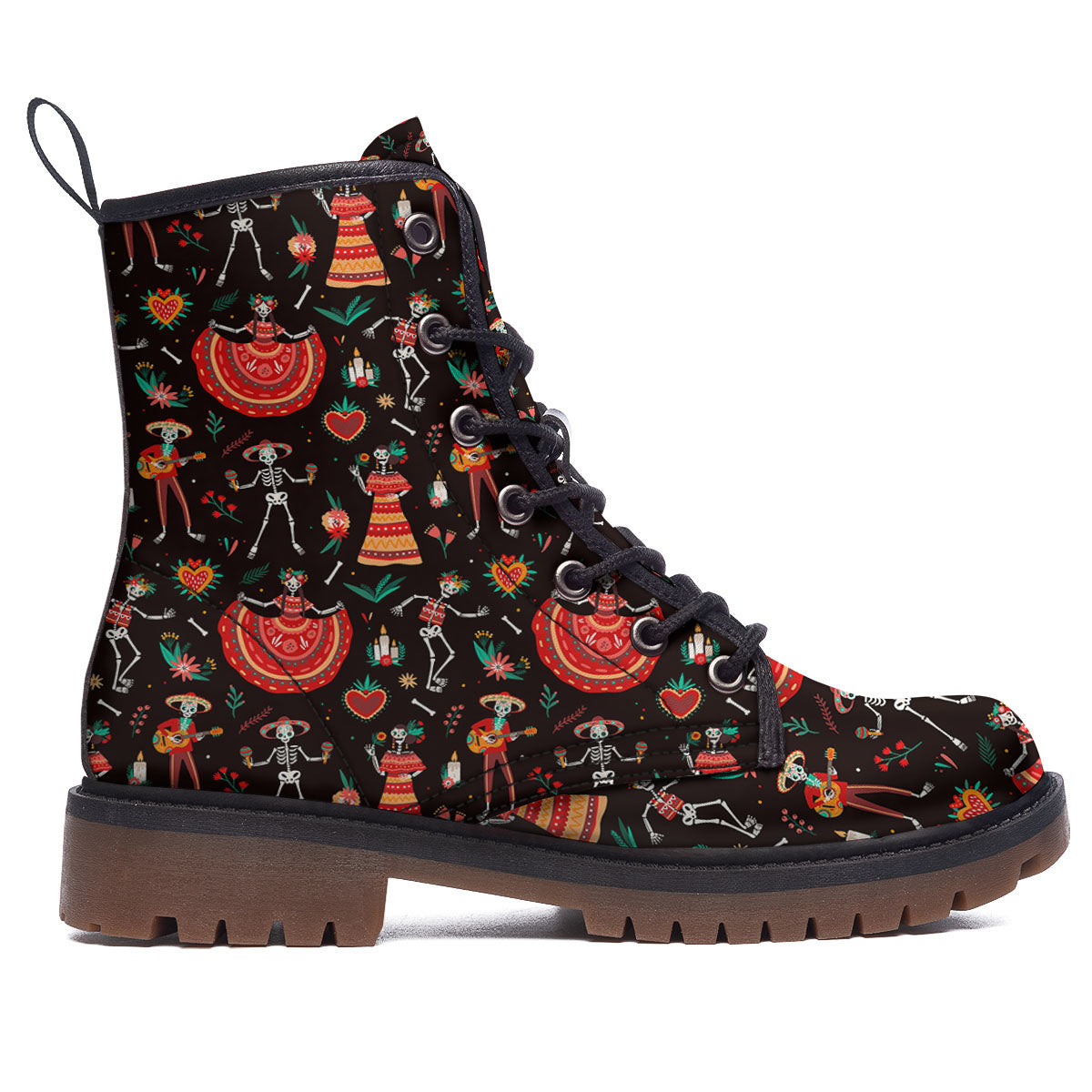Mariachi Skeletons Day Of The Dead Print Pattern Work Boots-grizzshop