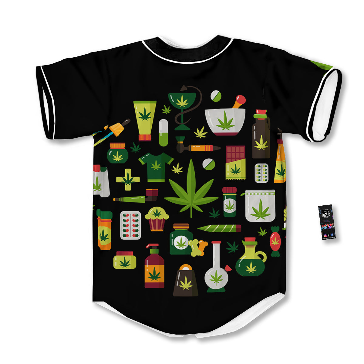 Marijuana And Cannabis Print Baseball Jersey-grizzshop