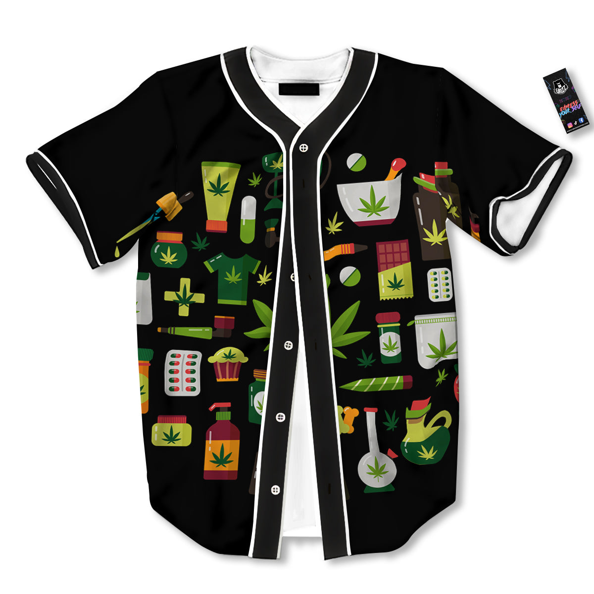 Marijuana And Cannabis Print Baseball Jersey-grizzshop