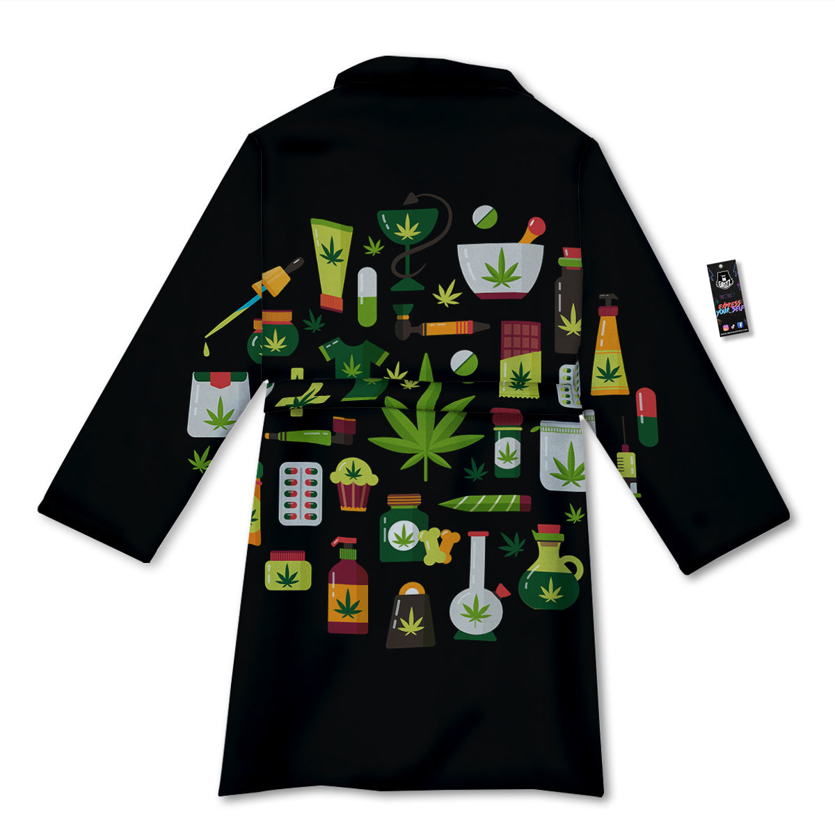 Marijuana And Cannabis Print Bathrobe-grizzshop