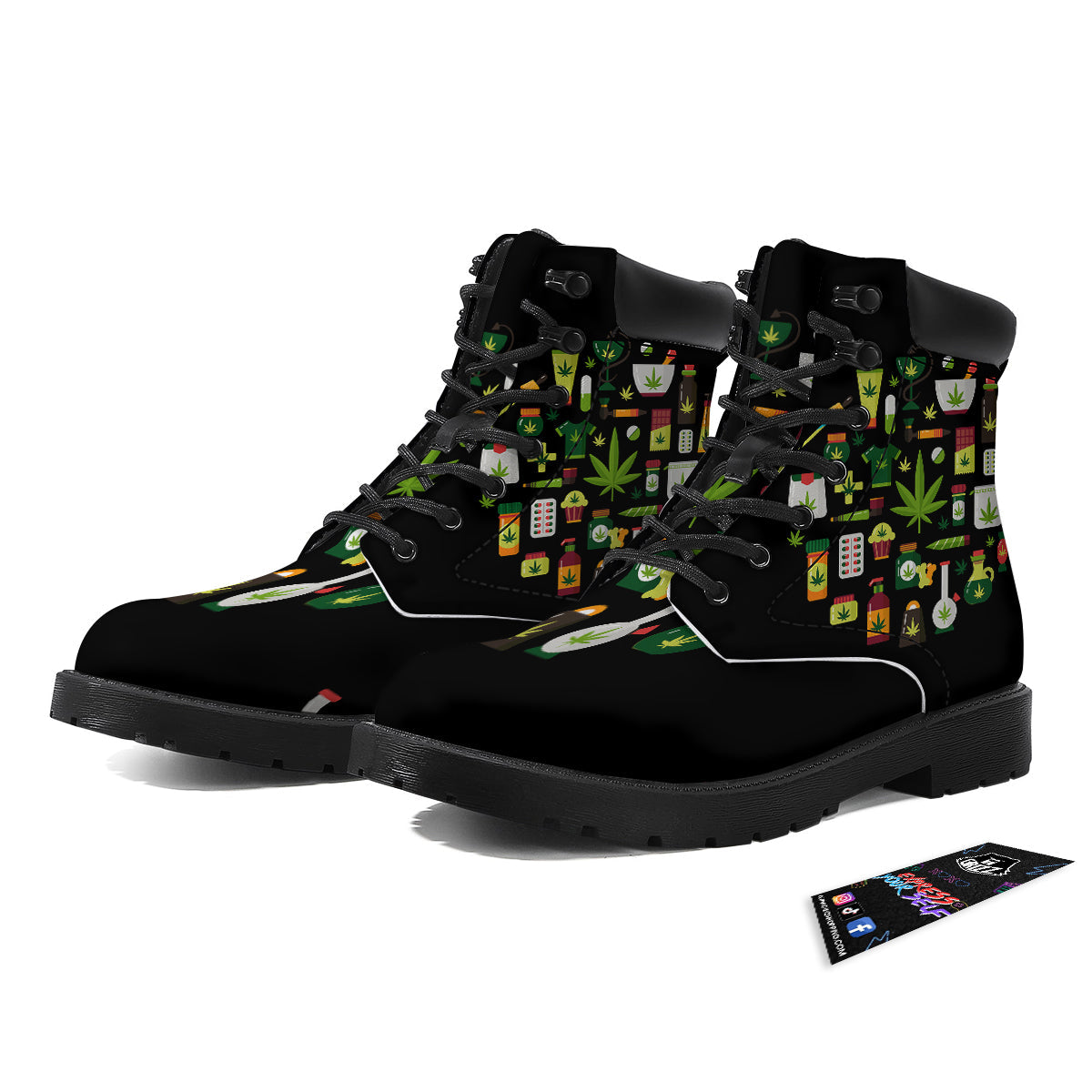 Marijuana And Cannabis Print Boots-grizzshop