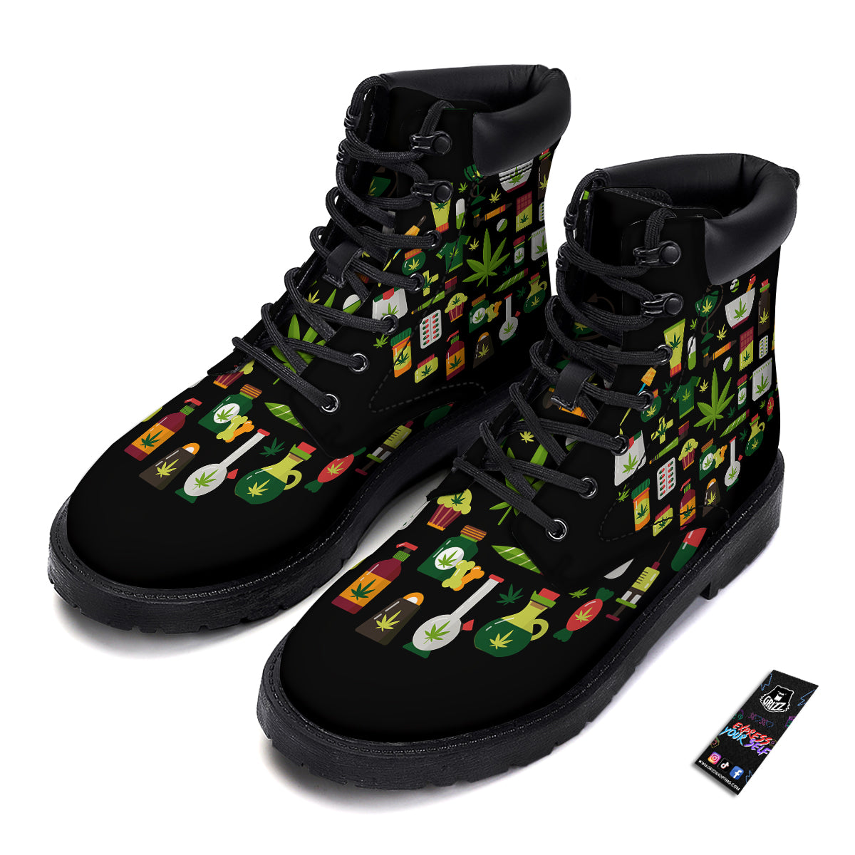 Marijuana And Cannabis Print Boots-grizzshop