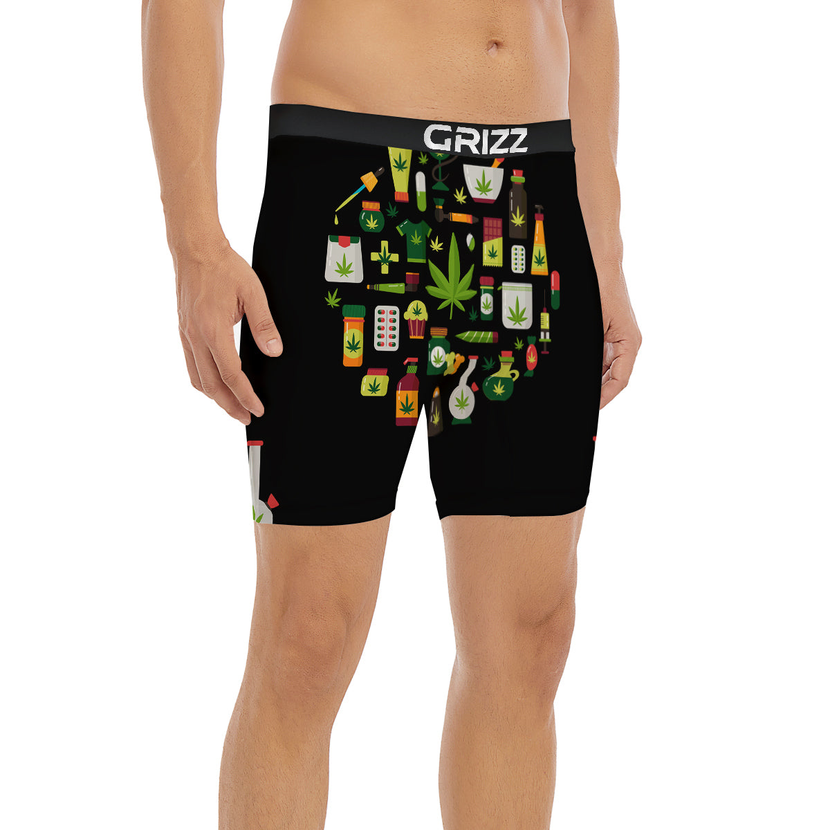 Marijuana And Cannabis Print Boxer Briefs-grizzshop