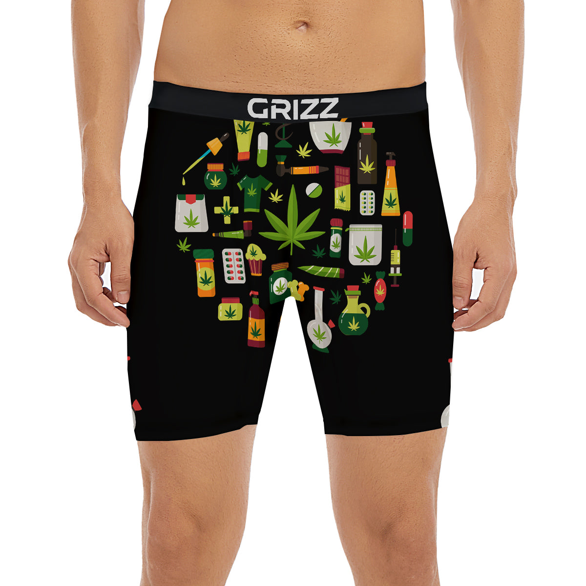 Marijuana And Cannabis Print Boxer Briefs-grizzshop