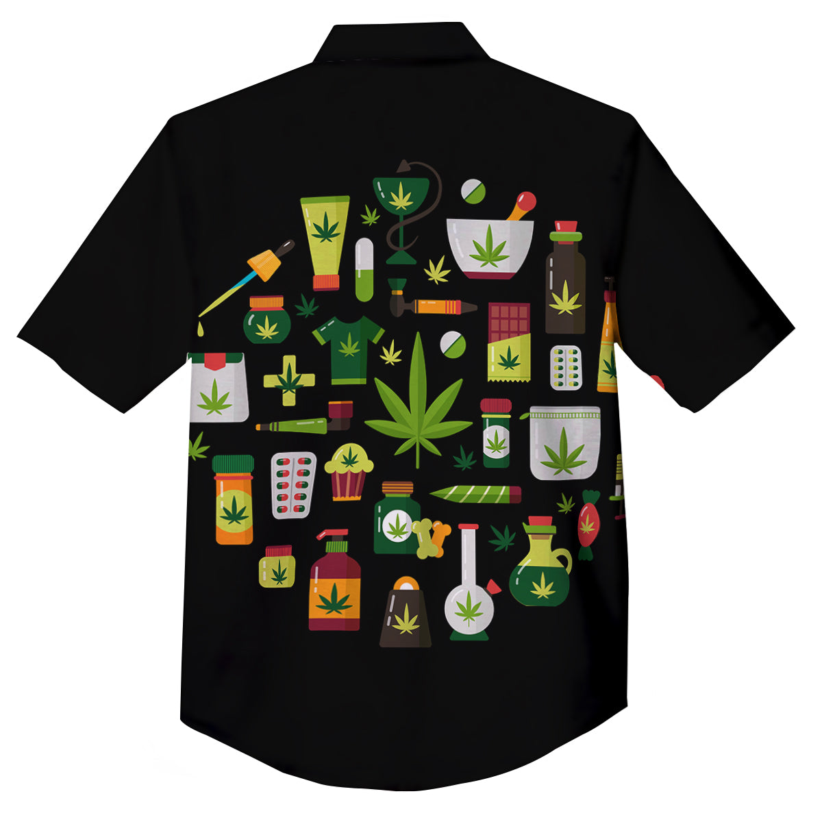 Marijuana And Cannabis Print Button Up Shirt-grizzshop