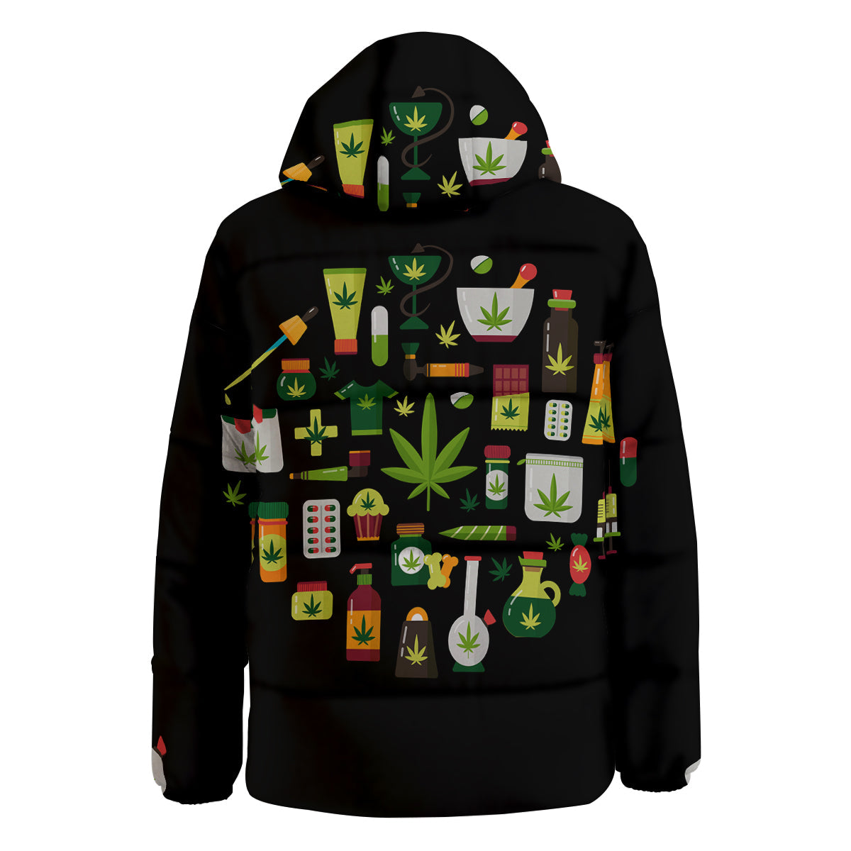 Marijuana And Cannabis Print Down Jacket-grizzshop