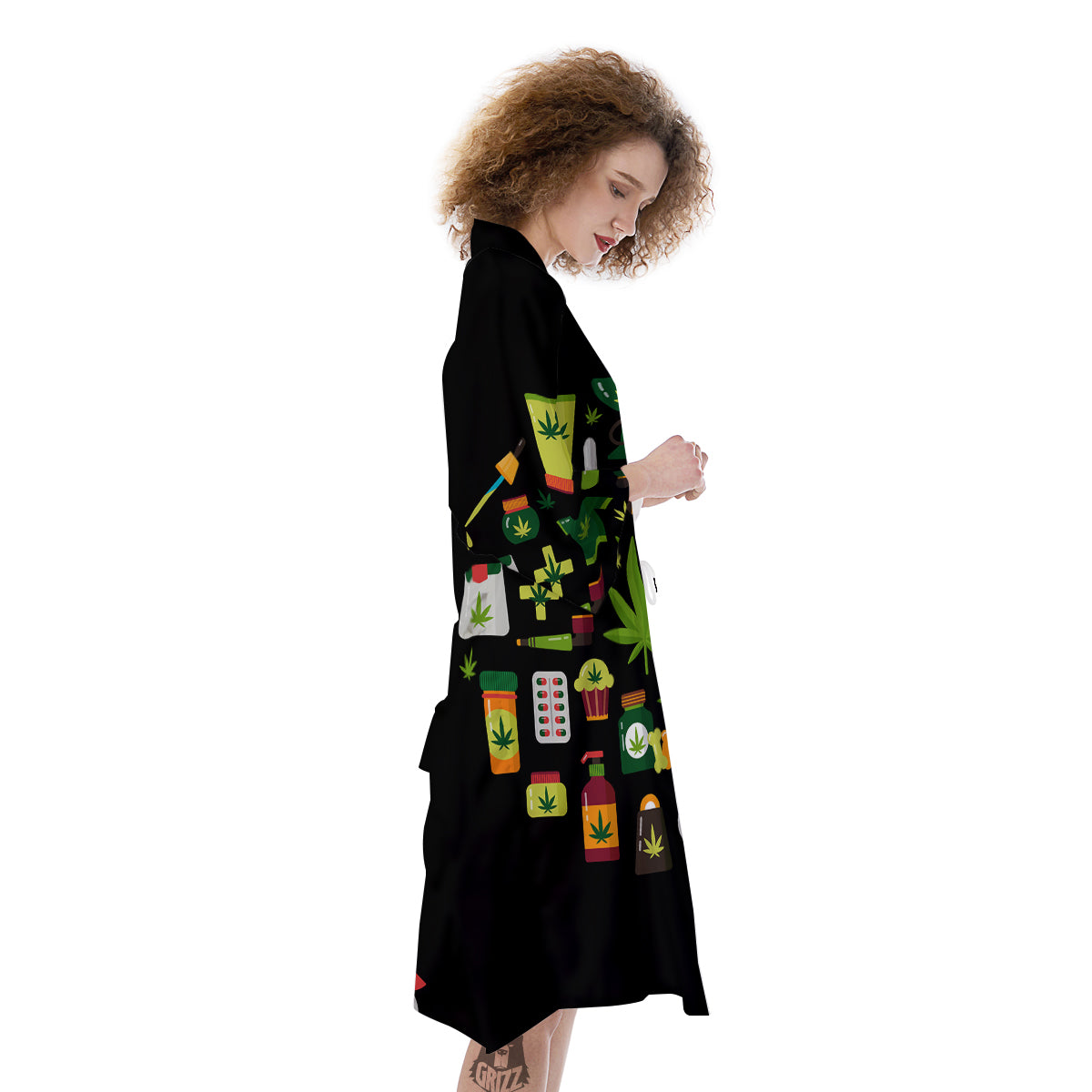 Marijuana And Cannabis Print Kimono-grizzshop