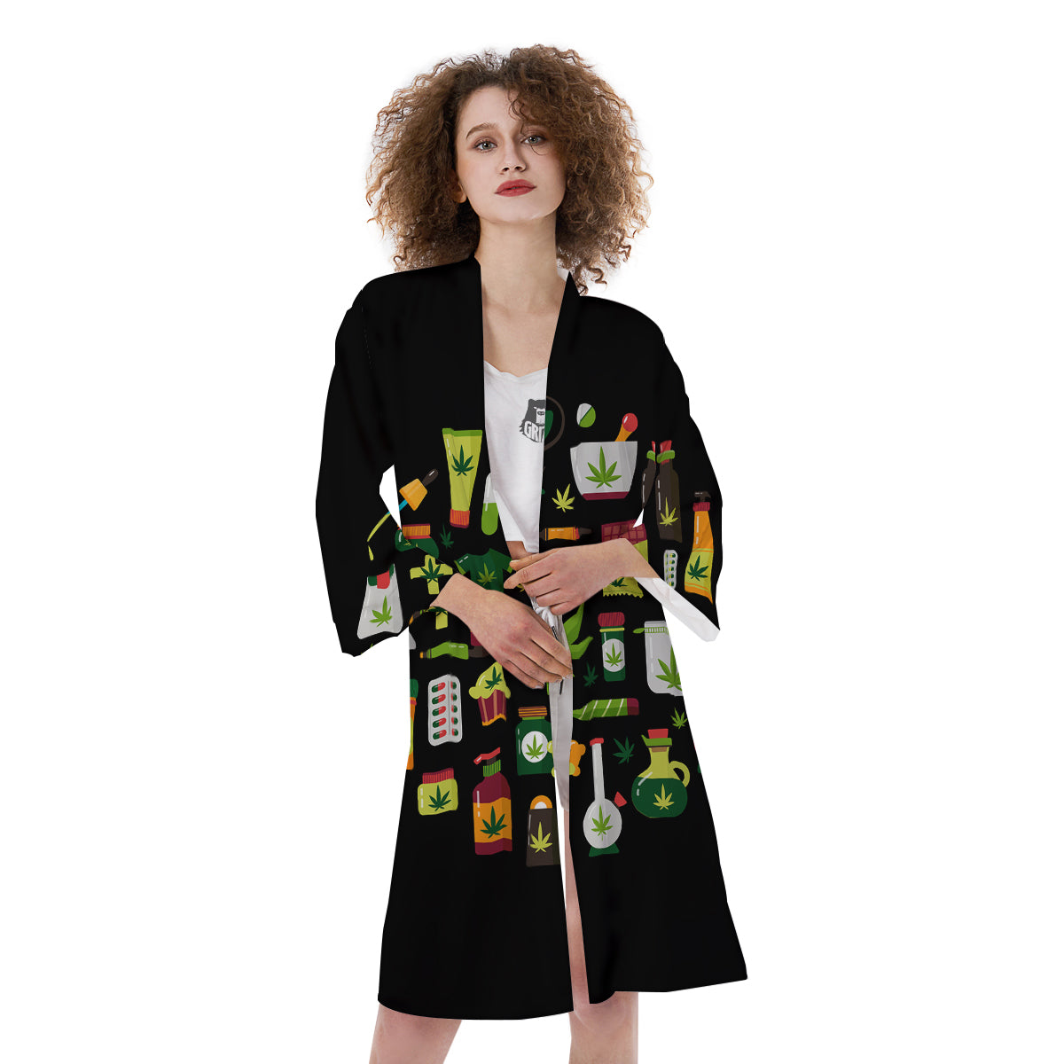Marijuana And Cannabis Print Kimono-grizzshop