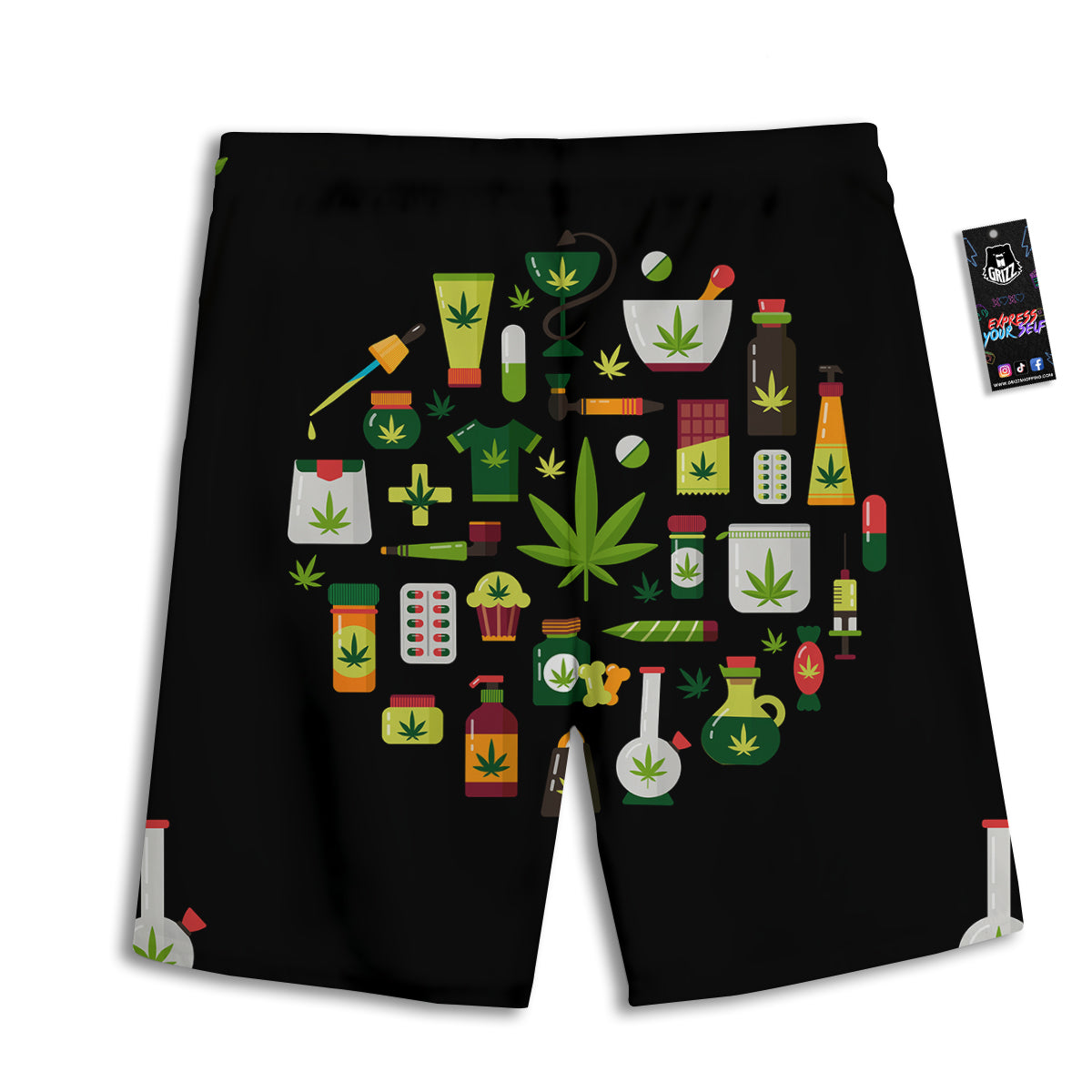 Marijuana And Cannabis Print Men's Athletic Shorts