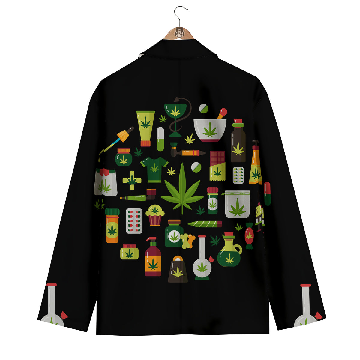 Marijuana And Cannabis Print Men's Blazer-grizzshop