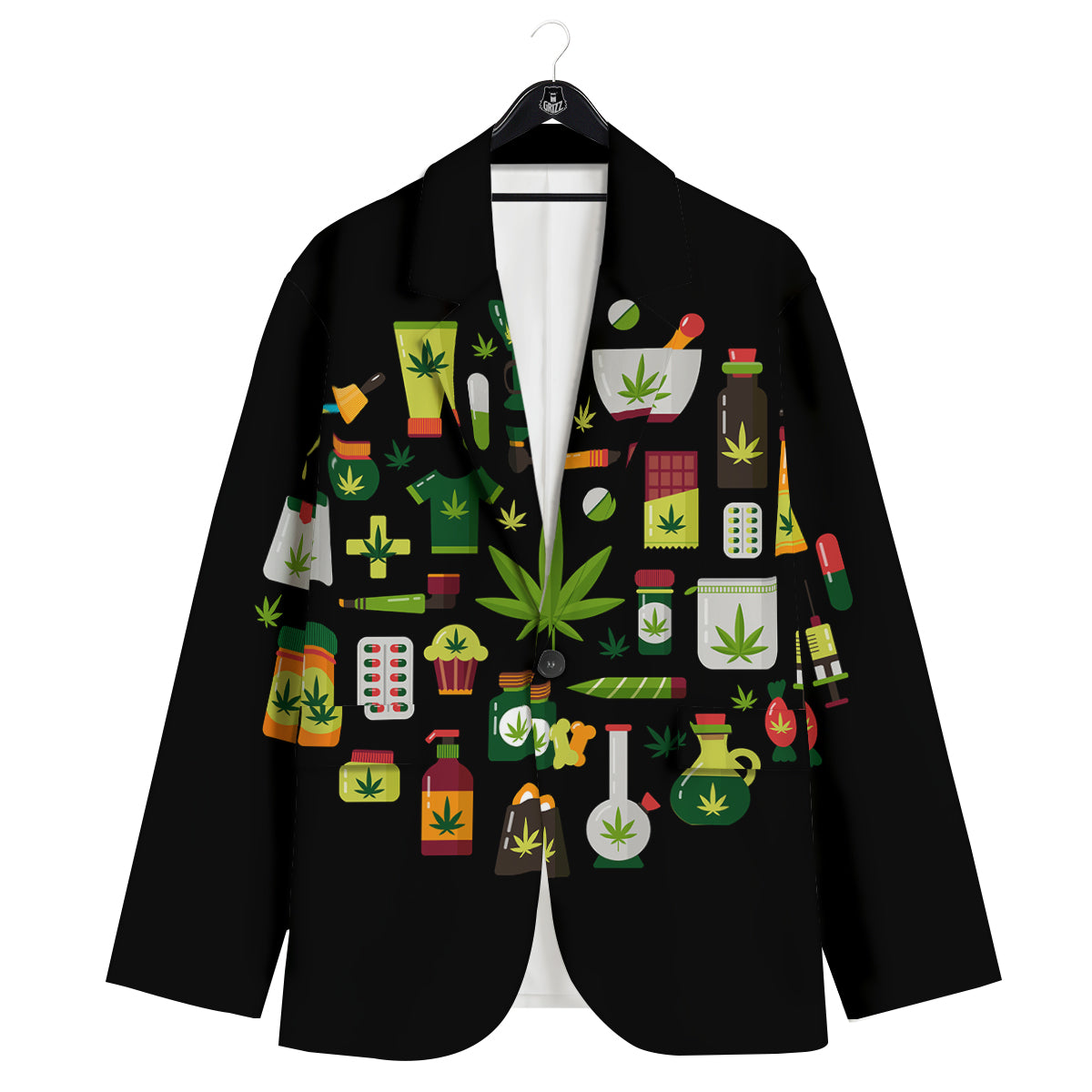 Marijuana And Cannabis Print Men's Sport Coat-grizzshop