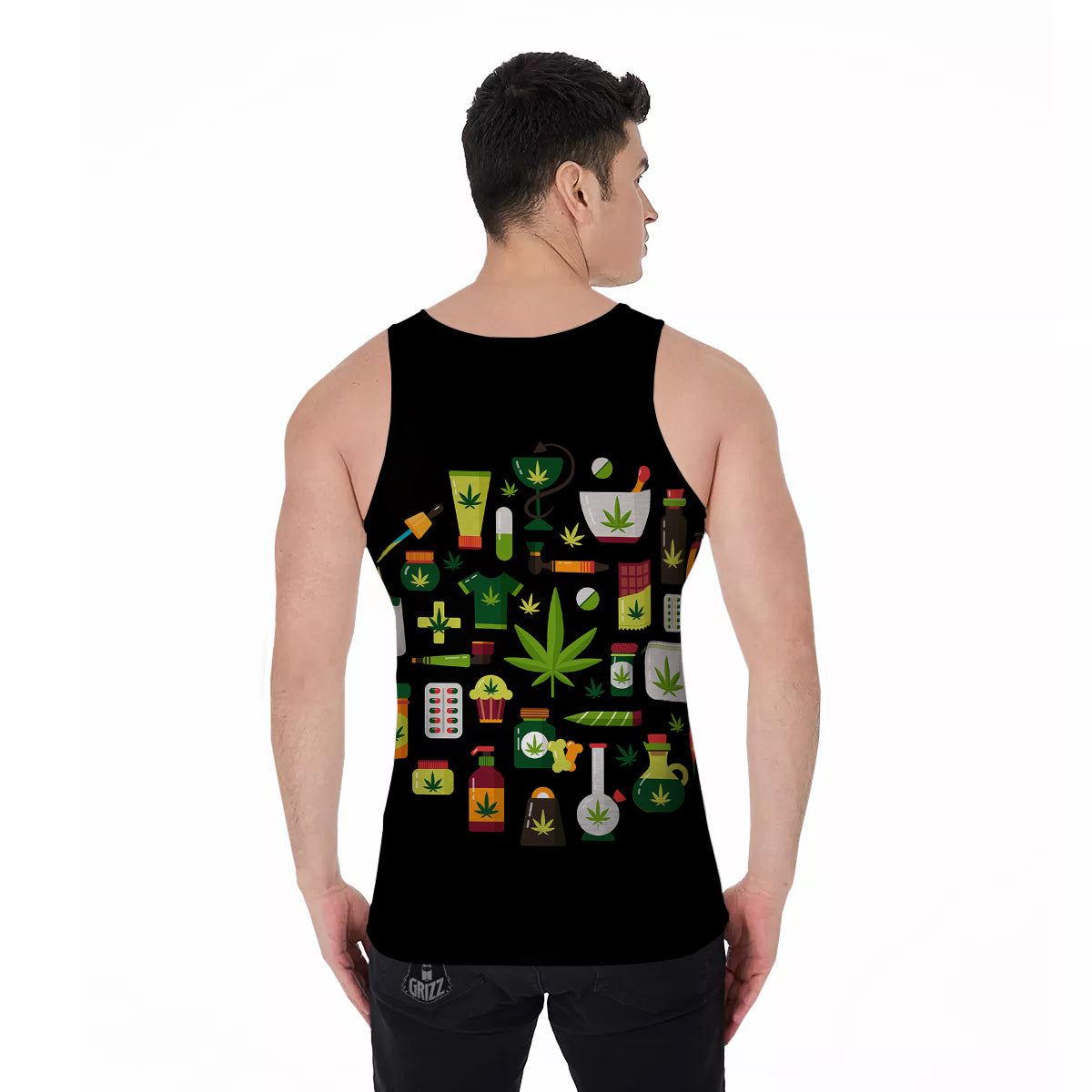 Marijuana And Cannabis Print Men's Tank Top-grizzshop