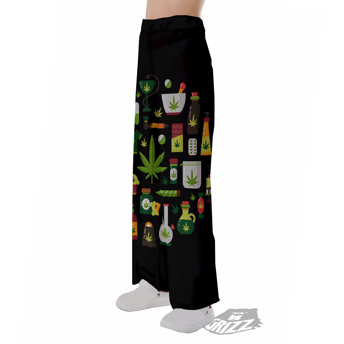Marijuana And Cannabis Print Pajama Pants-grizzshop