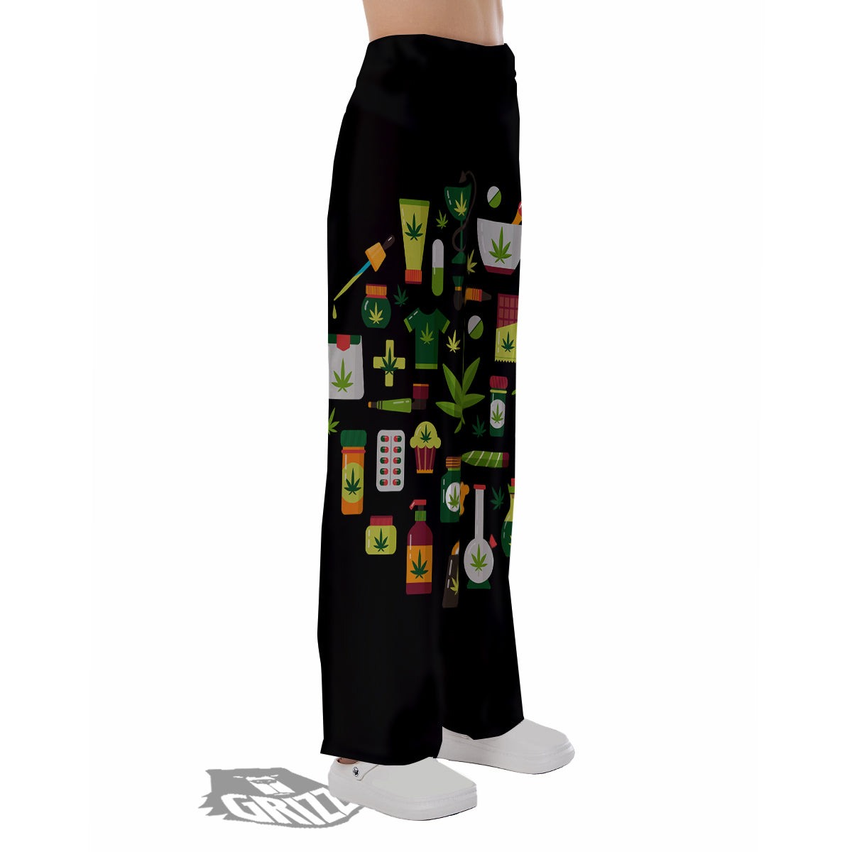Marijuana And Cannabis Print Pajama Pants-grizzshop