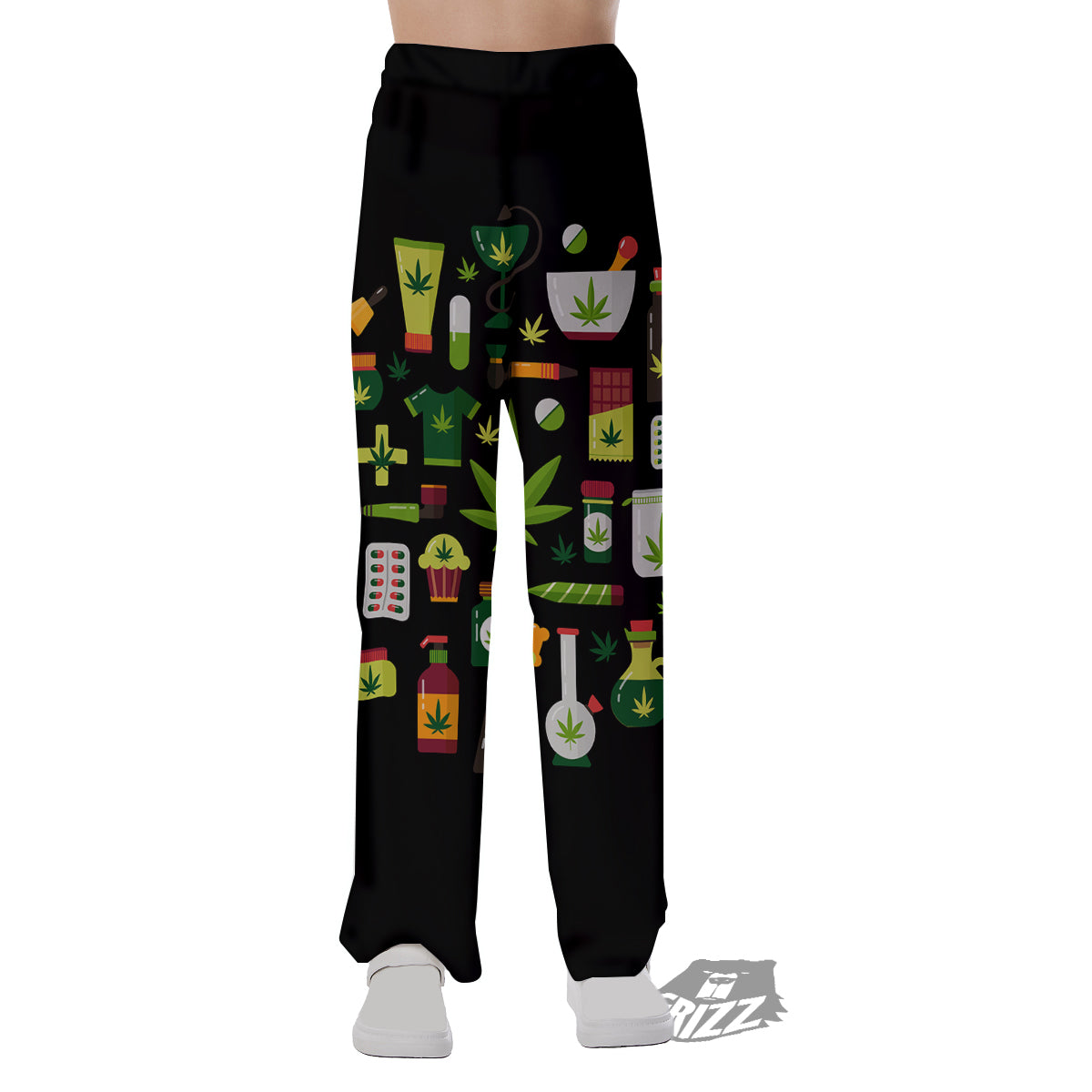 Marijuana And Cannabis Print Pajama Pants-grizzshop
