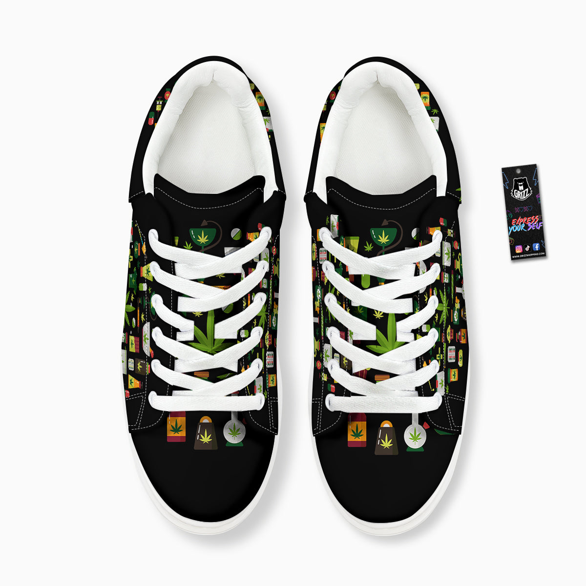Marijuana And Cannabis Print Platform Shoes-grizzshop