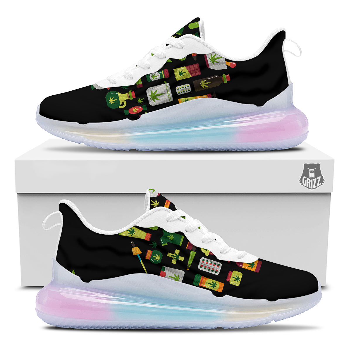 Marijuana And Cannabis Print Running Sneakers-grizzshop