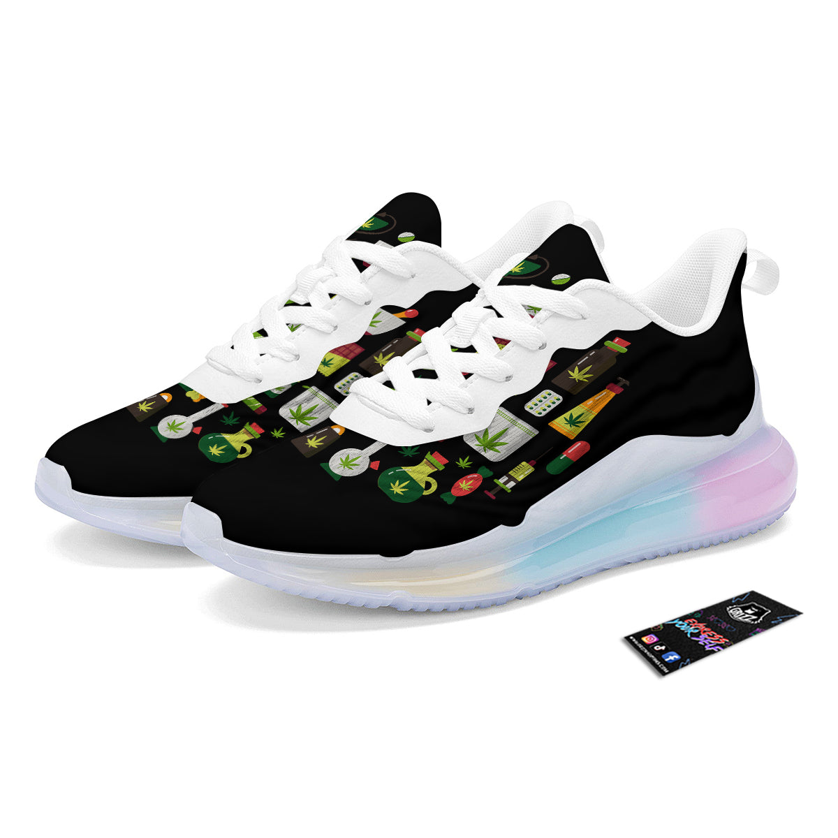 Marijuana And Cannabis Print Running Sneakers-grizzshop