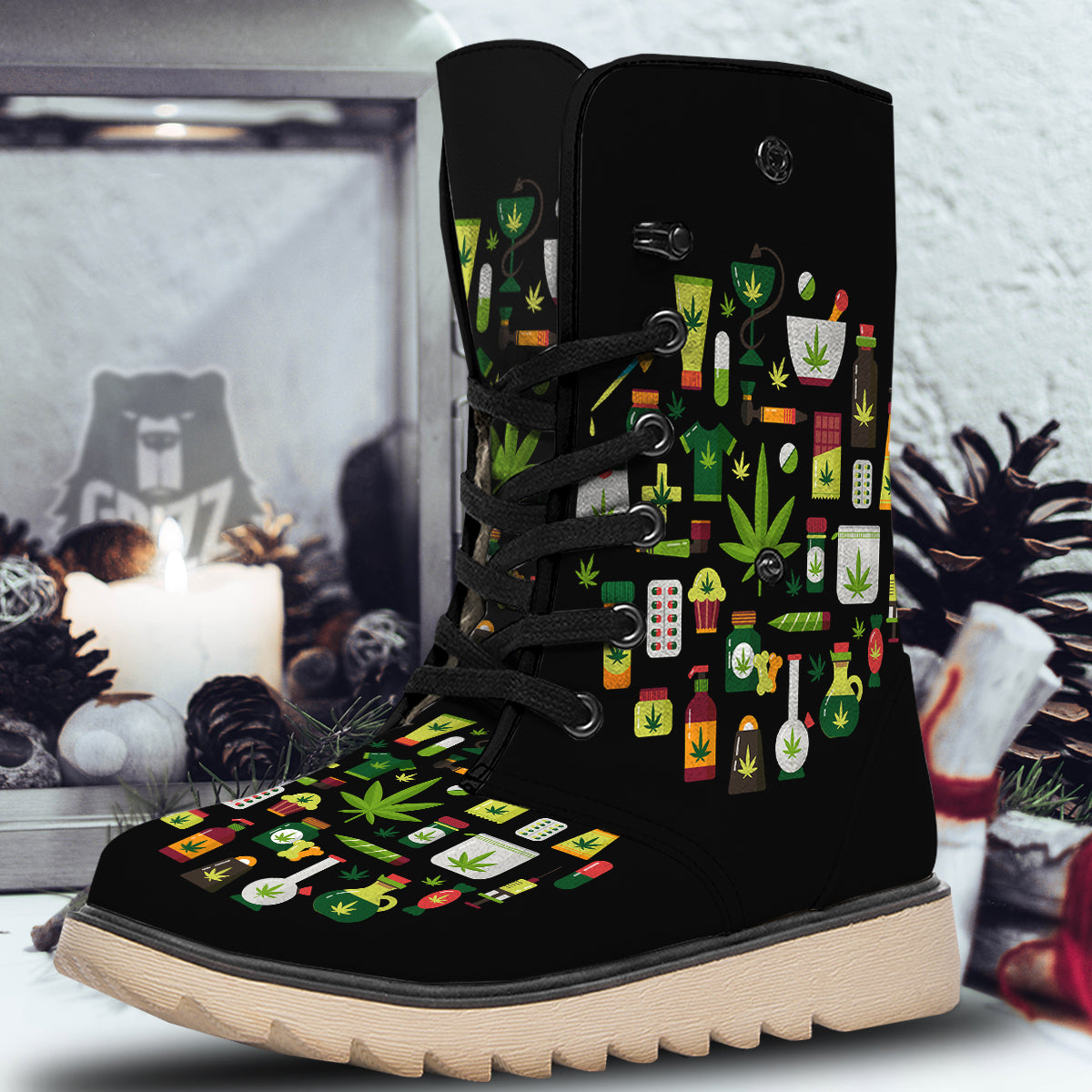 Marijuana And Cannabis Print Snow Boots-grizzshop