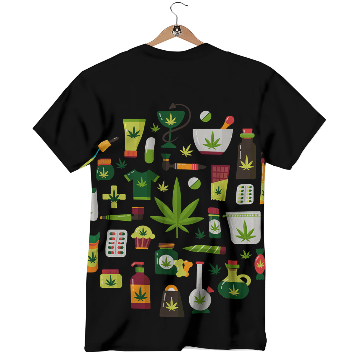 Marijuana And Cannabis Print T-Shirt-grizzshop