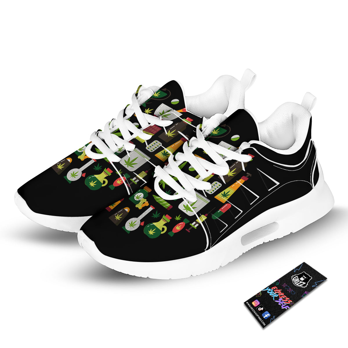 Marijuana And Cannabis Print Tennis Shoes-grizzshop