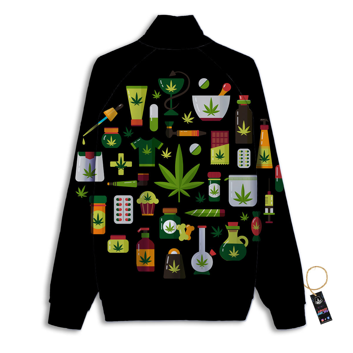 Marijuana And Cannabis Print Track Jacket-grizzshop