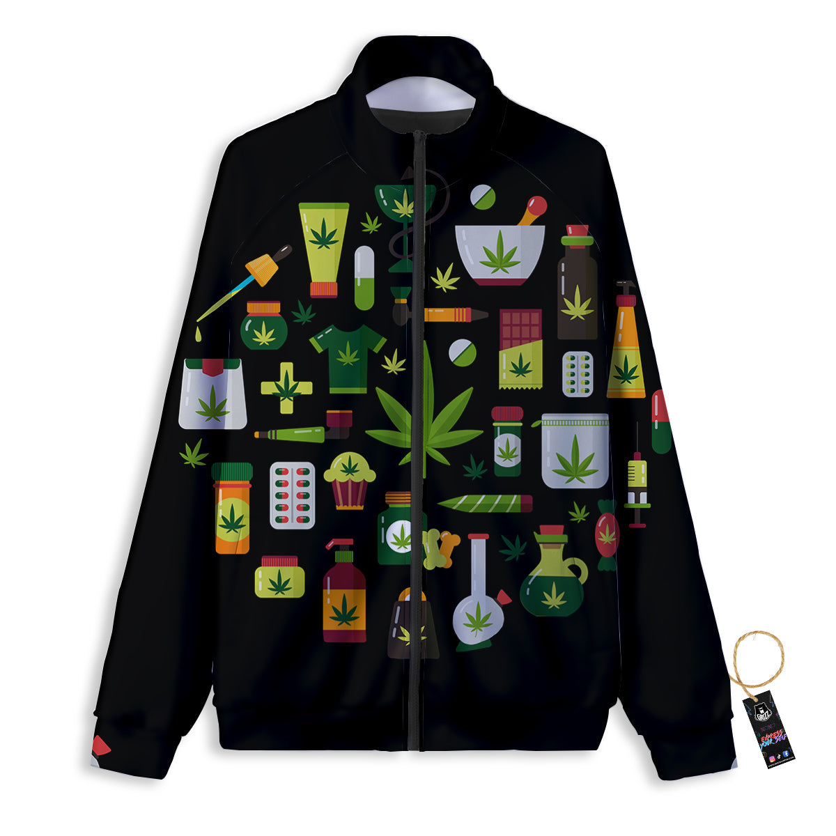 Marijuana And Cannabis Print Track Jacket-grizzshop